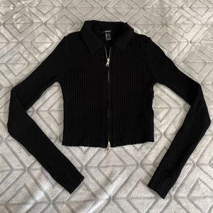 Cropped ribbed sweater